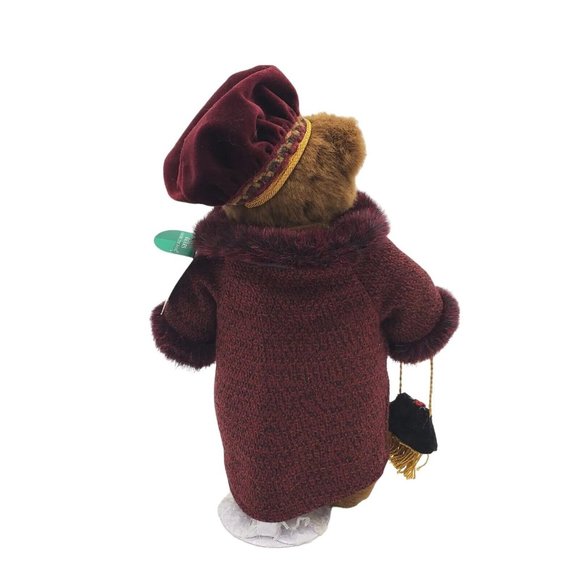 Vintage Russ Bears From The Past Handmade 12 Inch w/Tags Purse Purple Coat Hat - Picture 8 of 9